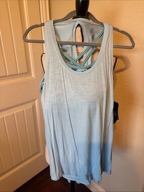 Champion Light Blue Layered Strappy Workout Tank Top